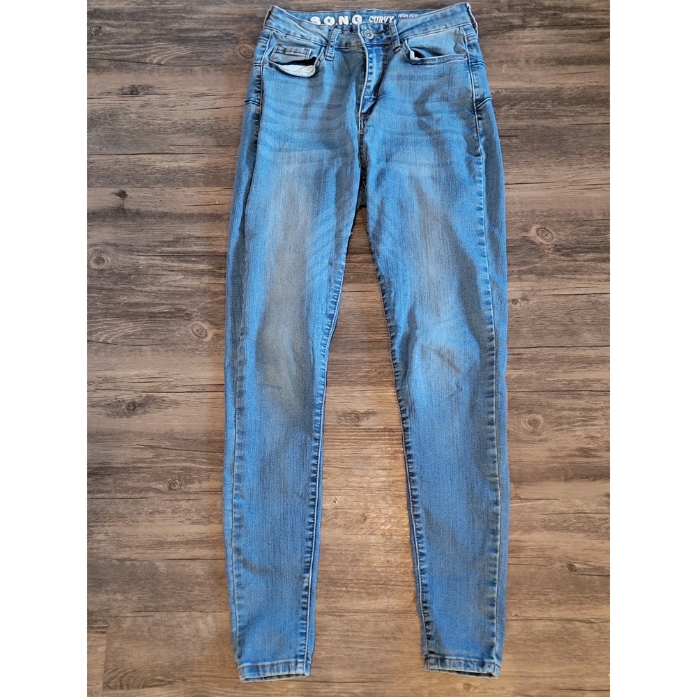 SONG Curvy High Rise Skinny Jeans Medium Wash Blue Denim Size 7/28 Stretch